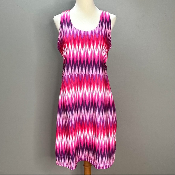 TEHAMA pink purple ikat soft yoga dress, M. - Picture 6 of 7